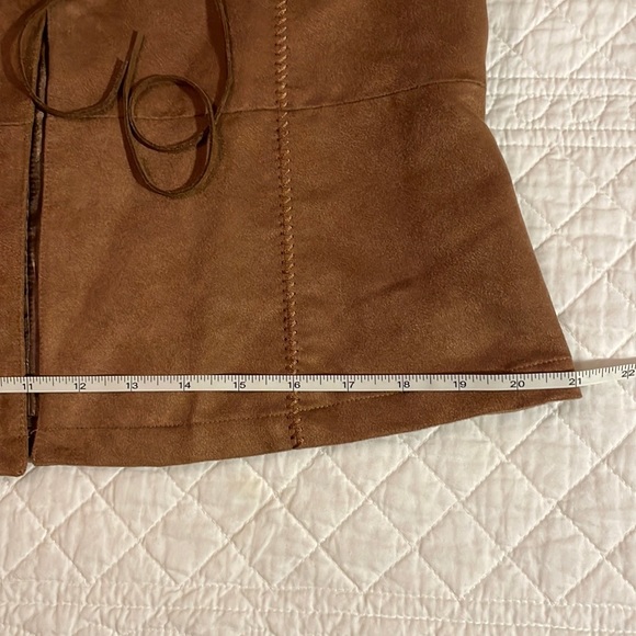 Parallel L Faux Suede Jacket Long Full Sleeves Brass Buttons closure with Ties - Picture 6 of 16